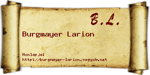 Burgmayer Larion névjegykártya